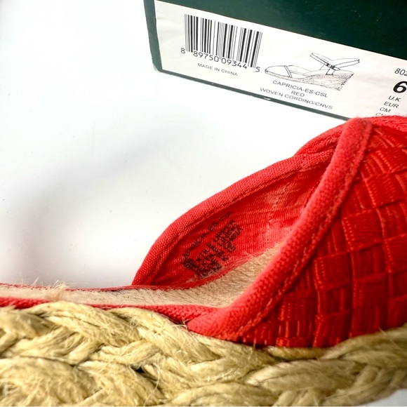 Ralph Lauren Red Capricia Espadrilles Woven Wedges Size 6 - Picture 5 of 7